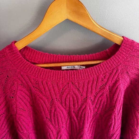 Rickis Plus Size knit sweater hot pink XXL Barbiecore Winter Warm Sweater - Picture 3 of 10